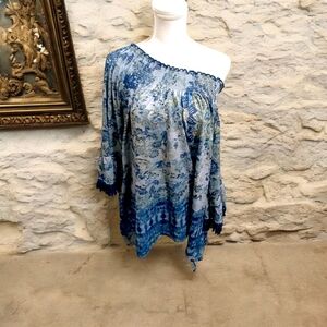 Blue Off-Shoulder Women's Top